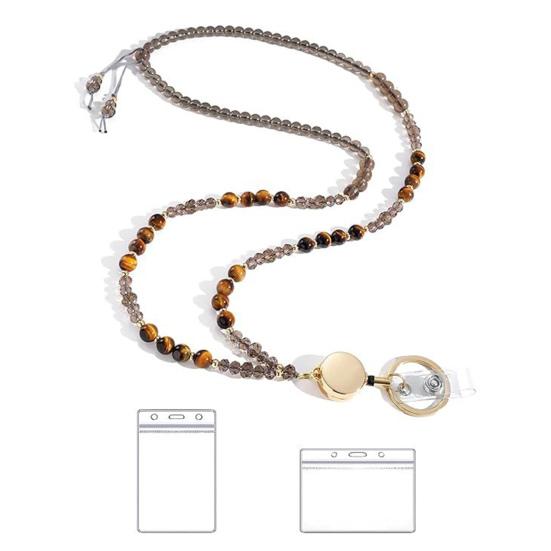 Натуральный камень искусственный кристалл держатель для карт регулируемый шнурок для удостоверения личности женский держатель для бейджа ручной работы из бисера шнурок