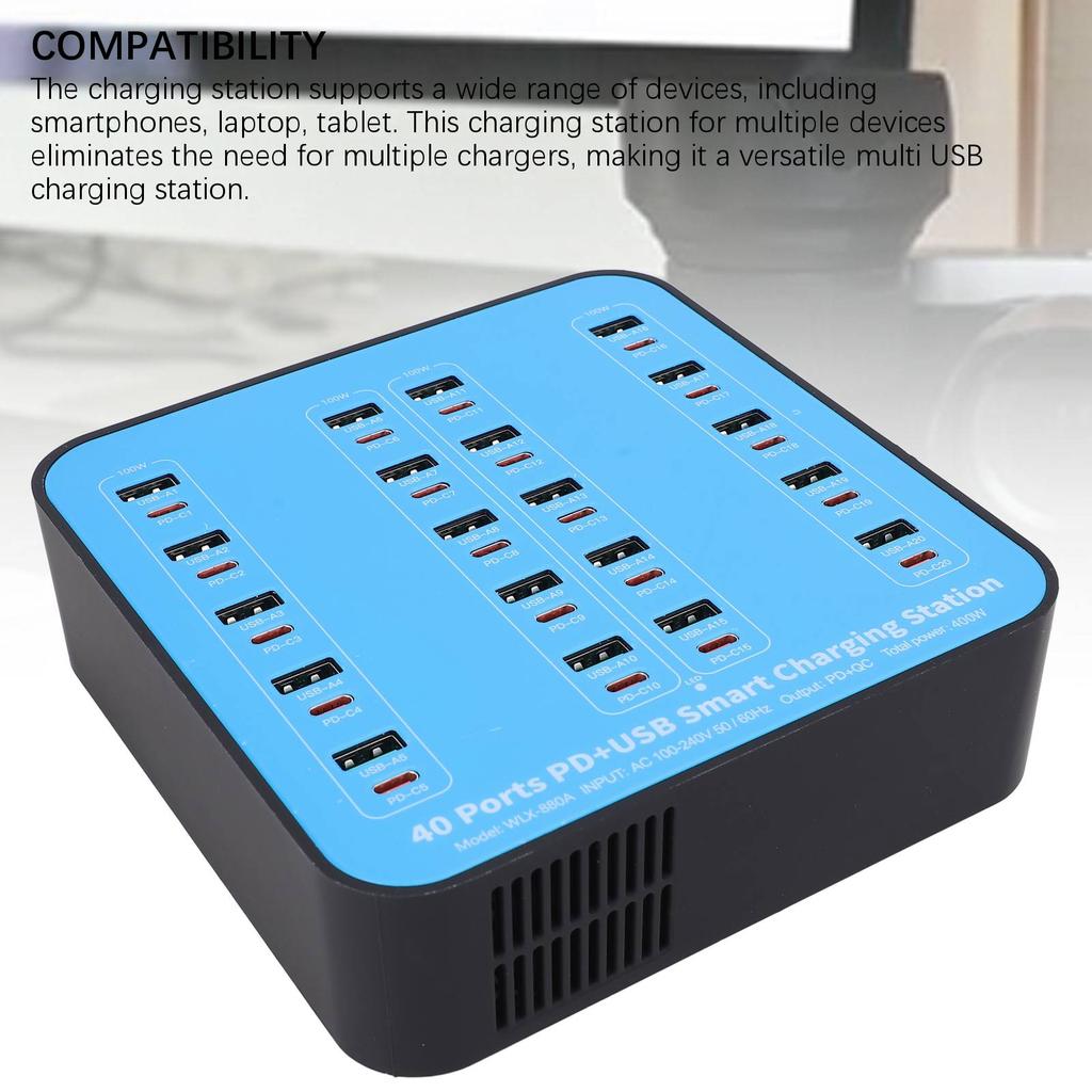 USB Зарядная станция 40 портов 400 Вт Многопортовая USB Зарядная станция Зарядное устройство USB PD для