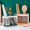 Utensil Holder Cutlery Drainer Two-compartments Transparent Wall Mounted Chopsticks Holder Spoon Fork Drain Storage Rack Organizer