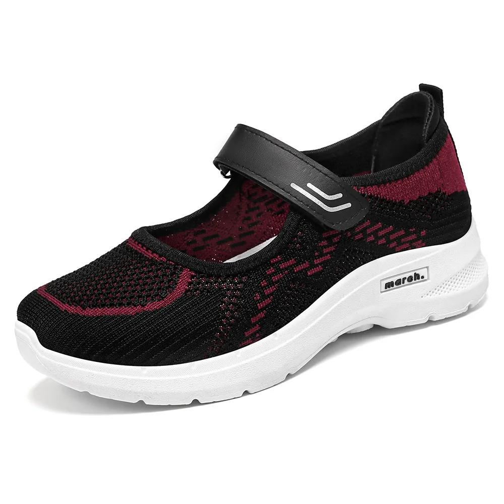 Новые туфли для мам среднего и пожилого возраста, мягкая подошва, неглубокий носок, прогулочная обувь, повседневная обувь на липучке, 2025 г.