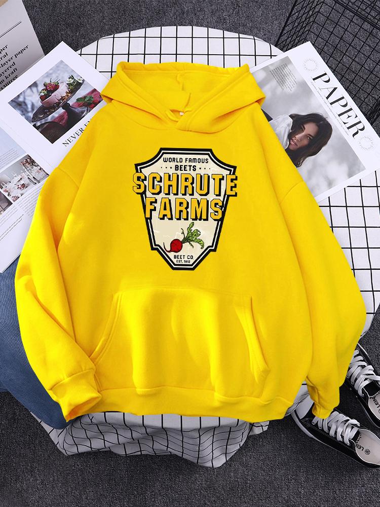 World Famous Beets Schrute Farms Crop Printing Prints Sweatshirt Women'S Warm Softsportshirt Casual Hoodies Loose Female Tops
