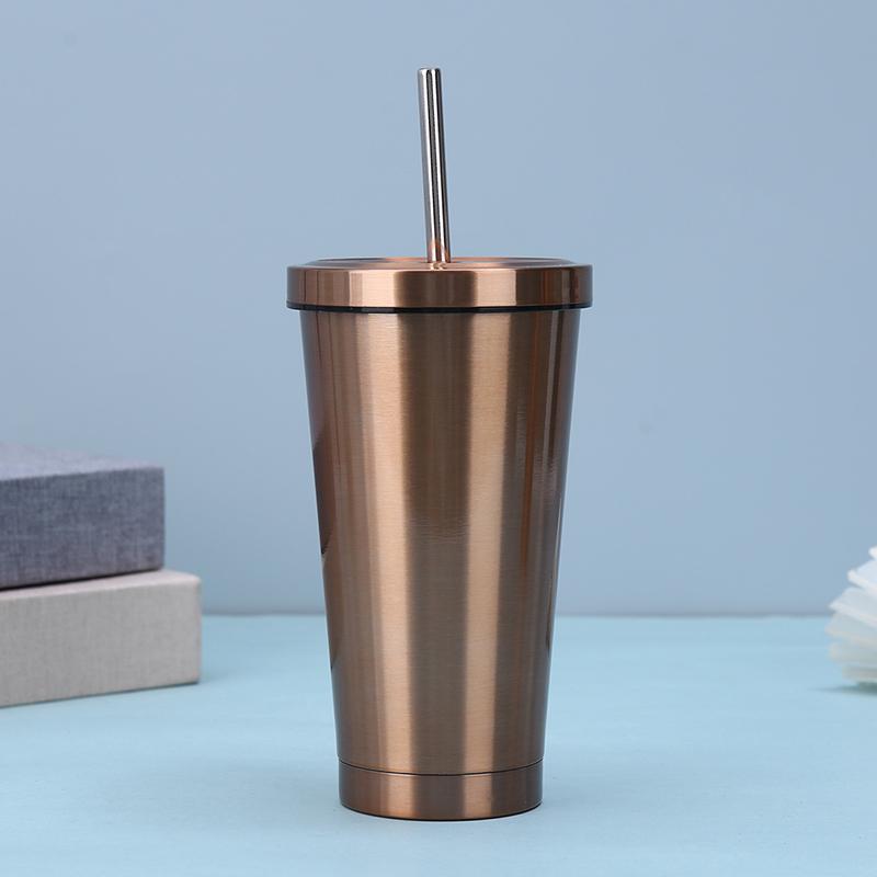 Вакуумный стакан с трубочкой и ручкой – Стакан из нержавеющей стали с двойной изоляцией и крышкой, Портативная дорожная кружка для активного отдыха
