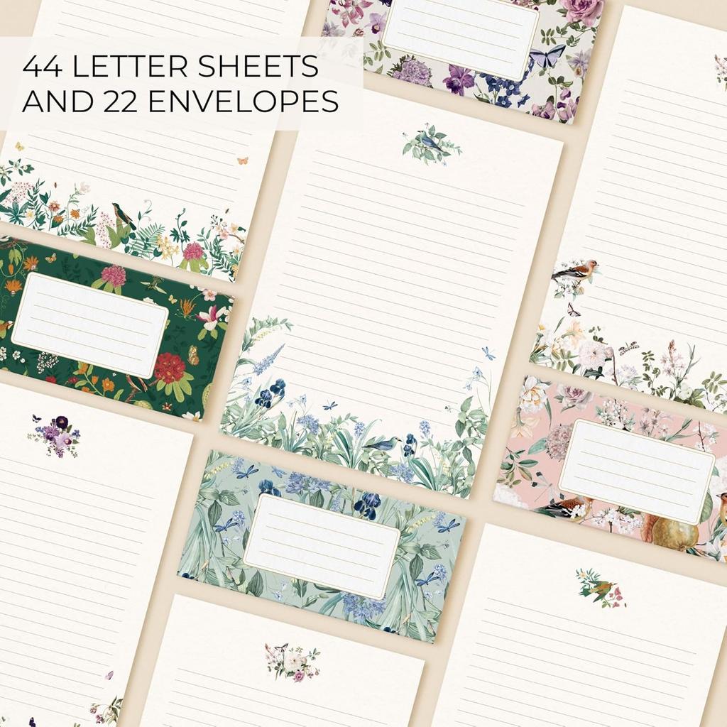 Beautiful Stationery Set with Envelopes - Premium-Quality, No-Bleed Lined Letter Writing Paper with Elegant Floral Designs - Cute Stationary Supplies