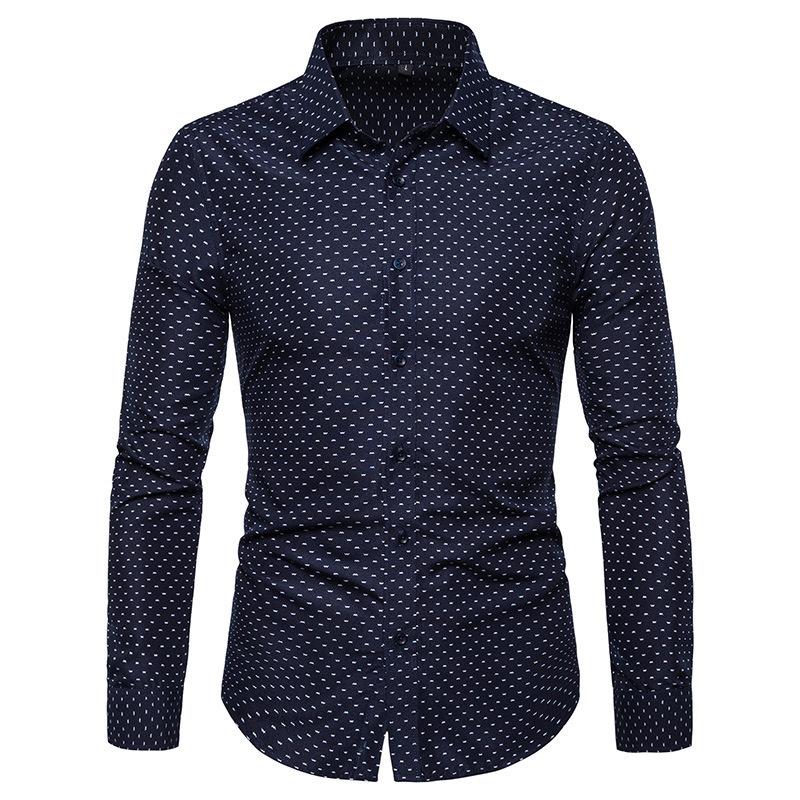 Мужские рубашки Рубашки Мужские с длинным рукавом Slim Fit Деловая повседневная мужская рубашка с цветочным принтом