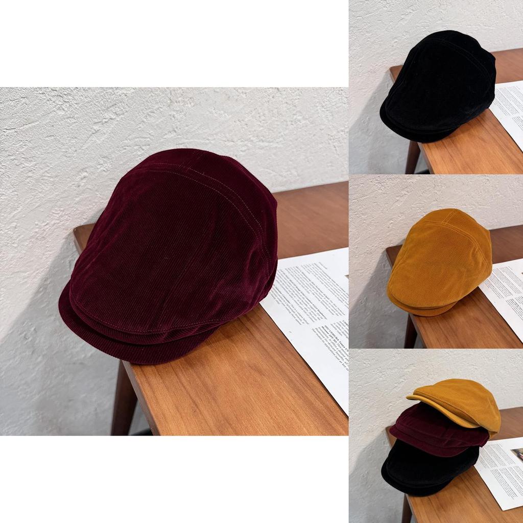 Vintage Streetwear Duckbill Hat With Polyester Corduroy Solid Color For Men And Women In Autumn