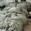 Летний ледяной шелк корейский большой кружевной стиранный шелк комплект из четырех предметов кружевной матрас прохладная простыня летнее постельное белье