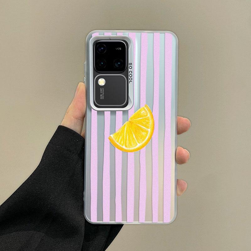 Для Samsung Galaxy S25 S22 Ultra Plus S21 FE S24 S23 Ultra Plus FE Лазерный Чехол для Телефона Лимонно-Розовый Синий Полосатый Ретро Дизайн Чехлы