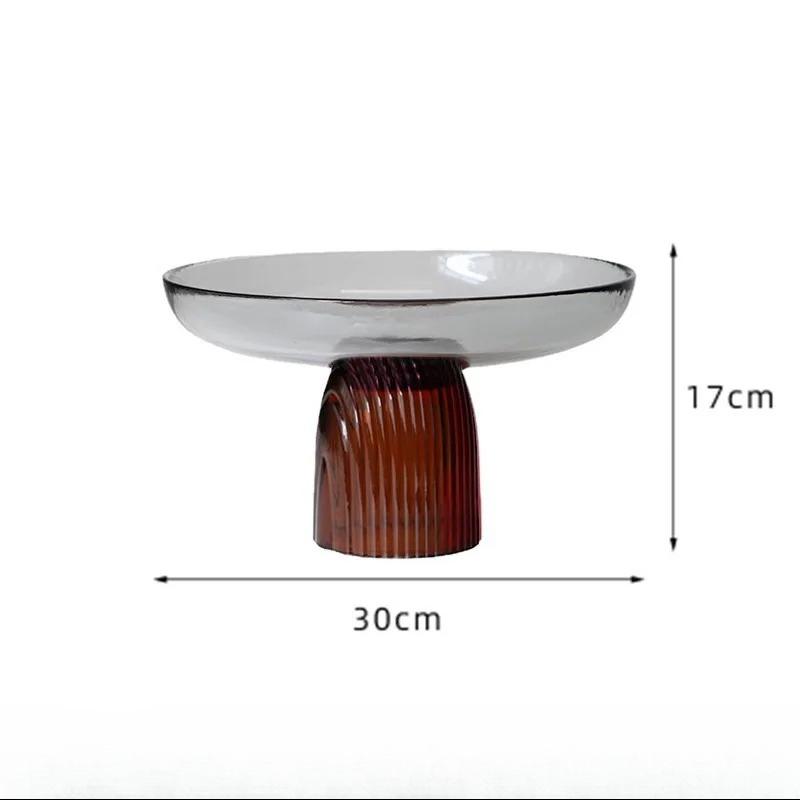 Современный поднос из цветного стекла в стиле колор-блокинг, поднос для фруктов, полосатый поднос для хранения на высоких ножках, стеклянная емкость, украшение для гостиной