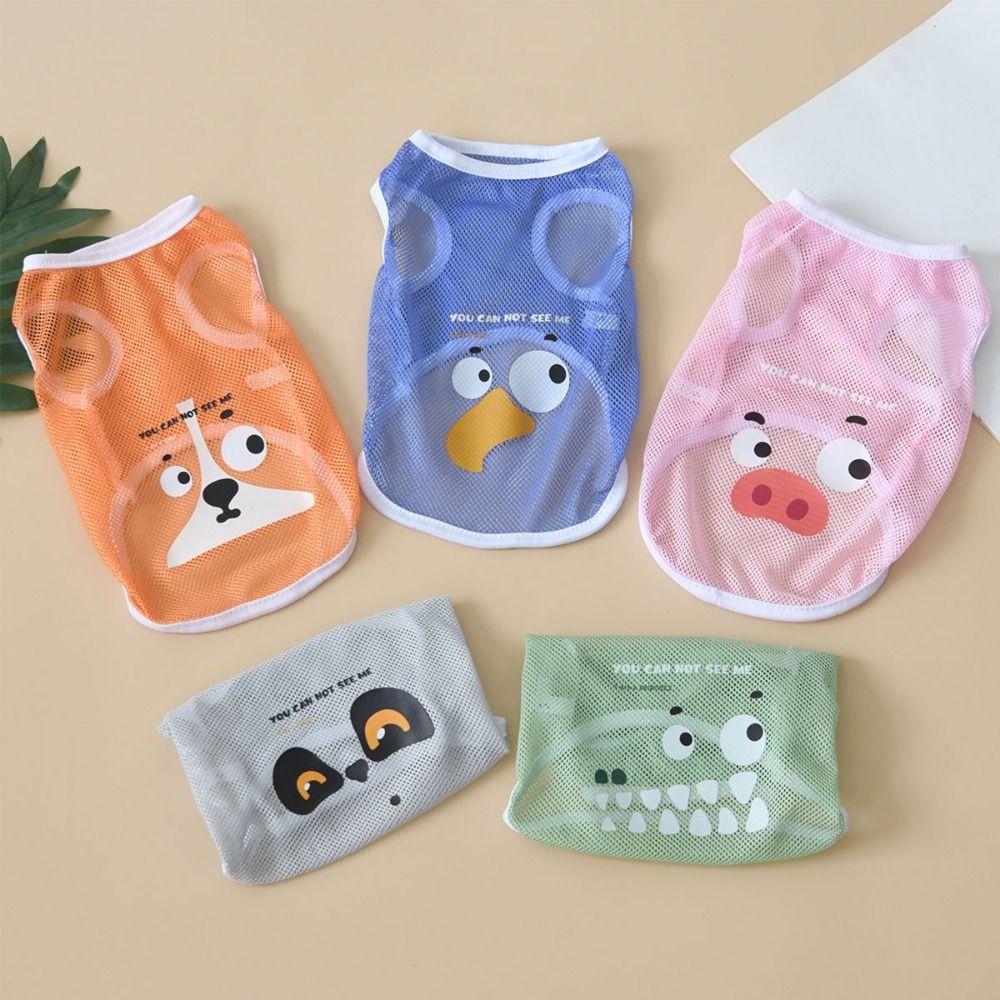 Cartoon Print Cat Thin Vest Breathable Dog Cartoon Printed Vest For Dogs Puppy Cats