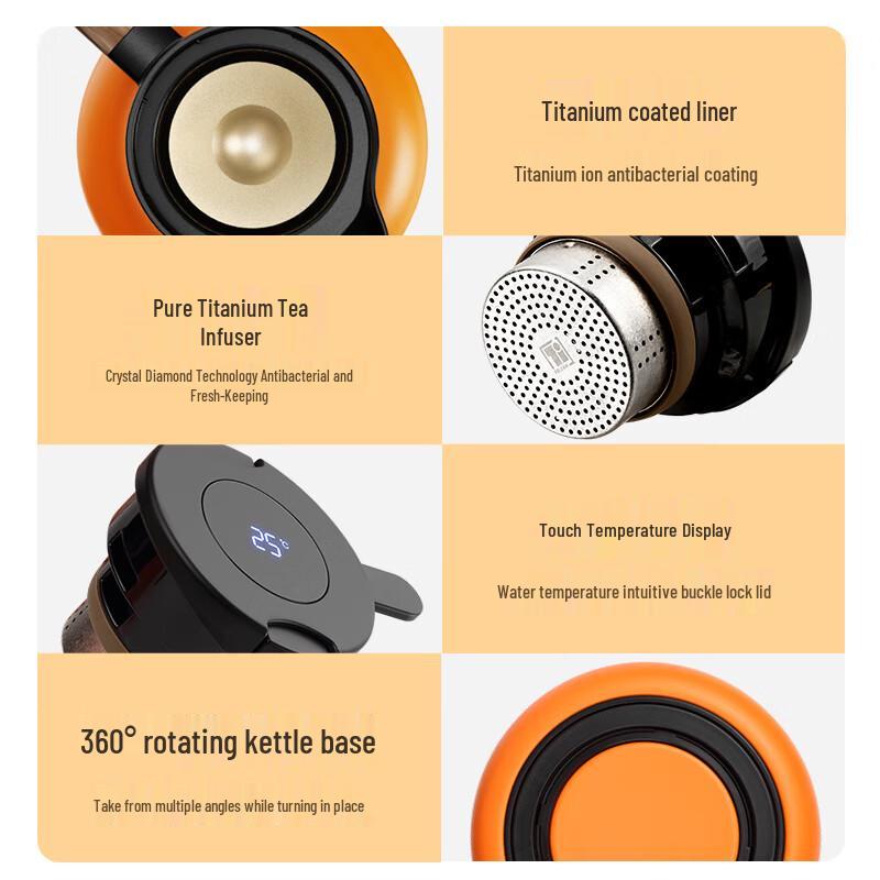 Shangming Titanium Insulated Stewing Teapot with Temperature Display