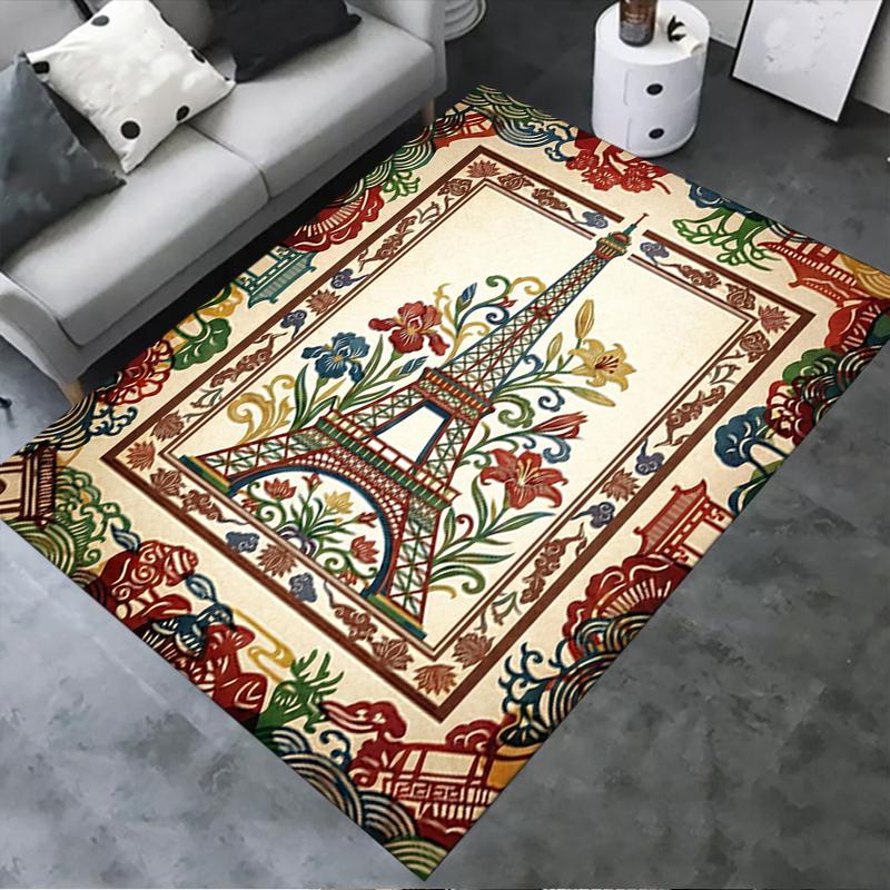 2025 New Paris Eiffel Tower Carpet Rug for Living Room Bedroom Home Sofa Decoration,Kids play Non-slip Floor Mat89