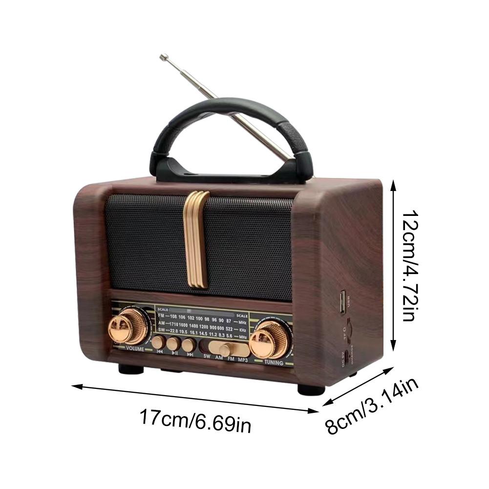 Vintage Wireless Speaker with FM Radio Bluetooth USB TF Mp3 TWS Wood Design