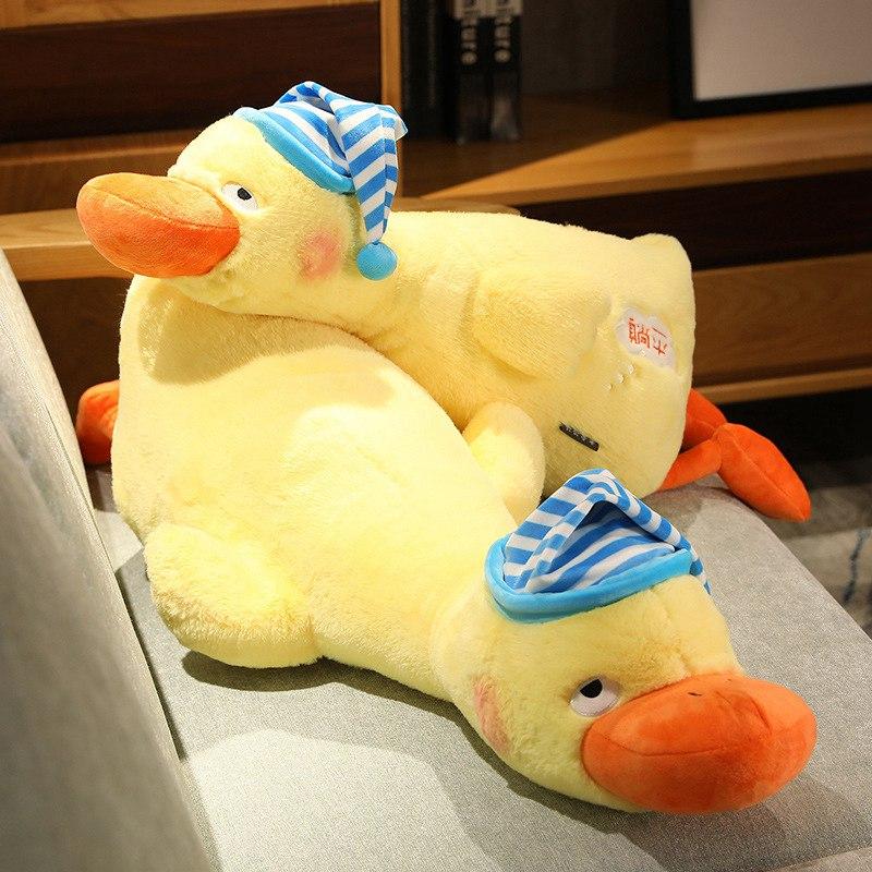 110см Гигантская Ленивая Желтая Утка Плюшевые Игрушки Пушистая Подушка для Сна Милые Животные Мягкие Куклы Гусь Лебедь Напольный Коврик Детский Подарок для Девочек