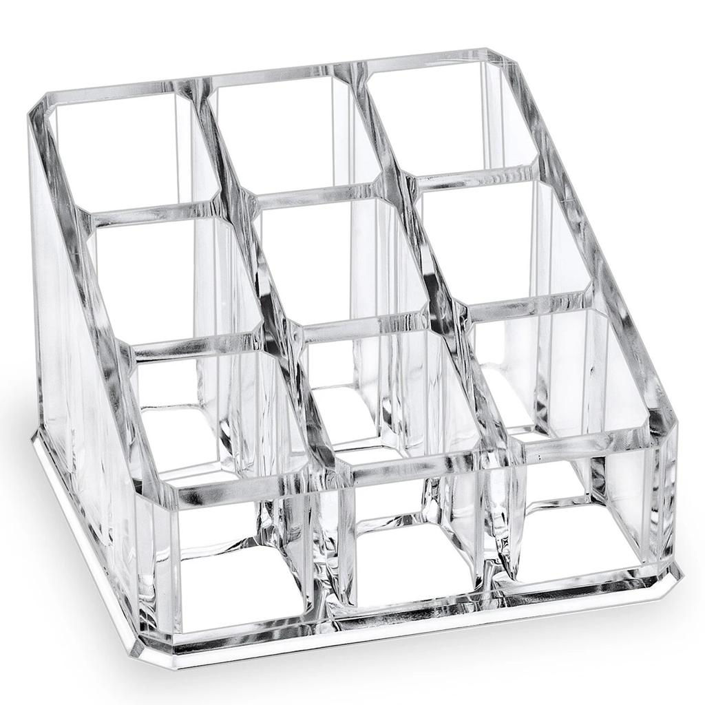 1PC 9-grid Lipstick Storage Box Desktop Transparent Lip Gloss Storage Box Display Rack Minimalist Lipstick Rack