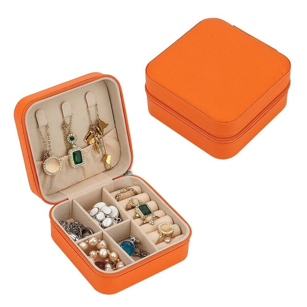 Compact Design Portable Jewelry Box Zipper Closure Jewelry Organizer Jewelers Case