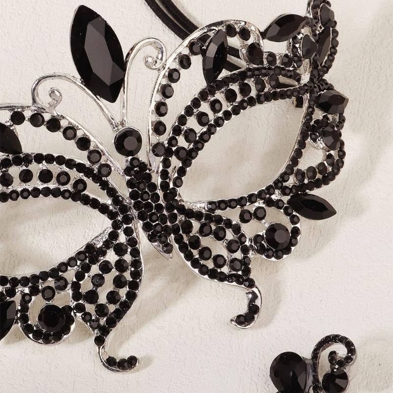Temperament Rhinestones Jewelry Masquerade Half Face Eye Masks with Adjust Strap
