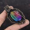 Rainbow Solar Quartz Druzy Pendant Copper Wire Wrapped Pendant Original Gemstone Pendant Handmade Boho Style Pendant Copper Jewelry For Gift