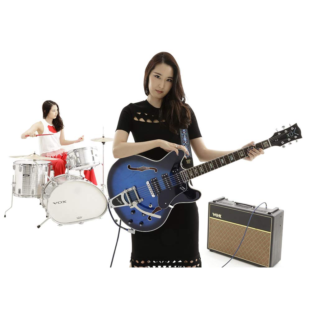 VOX Electric Guitar Bigsby Bridge with 3 Single PUs Bobcat S66 with Bigsby Sapphire Blue Semi-Hollow