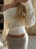 French Elegant Solid Off-Shoulder Sweater Loose Slash Neck Long Sleeve Knitted Pullovers Women Autumn Winter Fashion Casual Lady