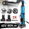 42V 3/8" Cordless Electric Wrench Ratchet Rechargeable Scaffolding 90N.m Right Angle Wrench Tool with Battery Charger Kit