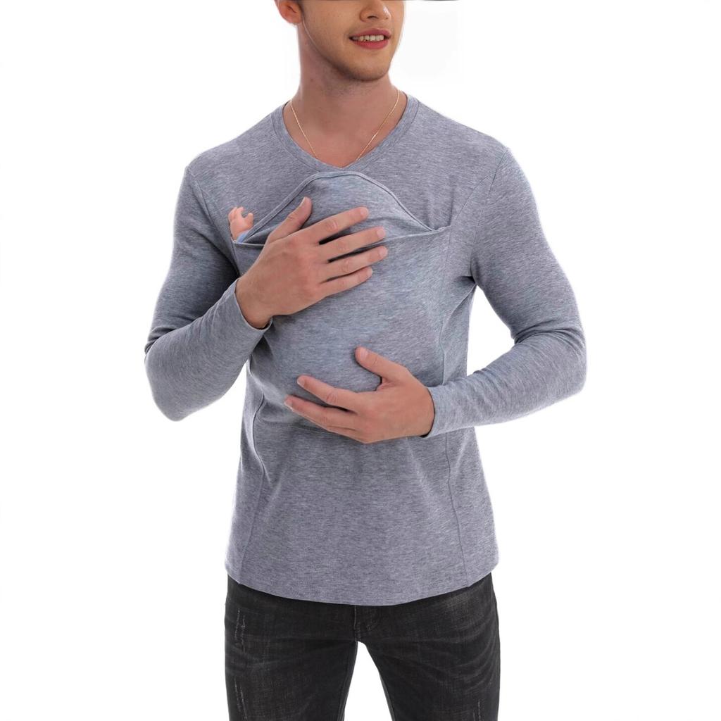 Мужская футболка Kangaroo Daddy's из чистого хлопка с утолщением, новая версия высококачественной многофункциональной футболки с длинными рукавами