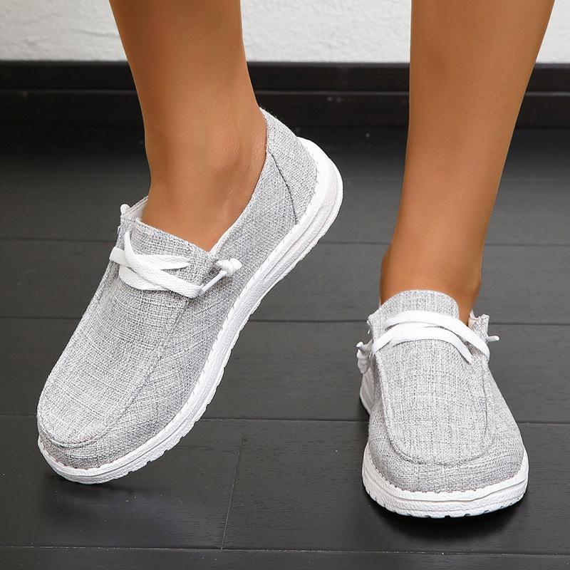 Women's Casual Single Shoes Lace Up Loafer Shoes Casual Canvas Lightweight Slip On Shoes Women's Outdoor Footwear for All Seasons