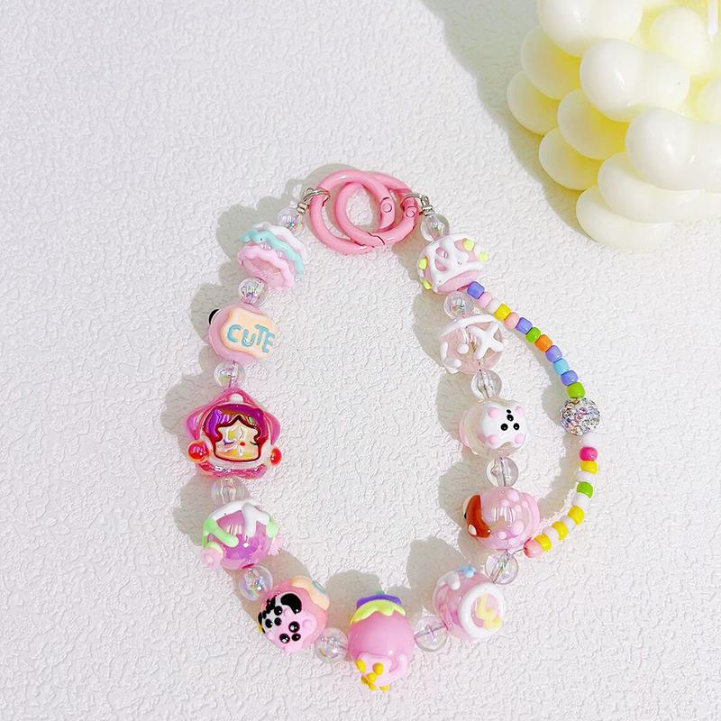 1 шт. милый мультяшный пузырь Mart бант нарисованный вручную бисер мобильный телефон цепочка бисер цепочка сумка автомобильный брелок кулон аксессуар