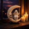 Retro Gothic Decor Halloween Ghost Swing Figurine, Spooky On A Moon Statue, Creative Resin Sculpture Home Decoration for Desktop, Mantel, Fireplace,