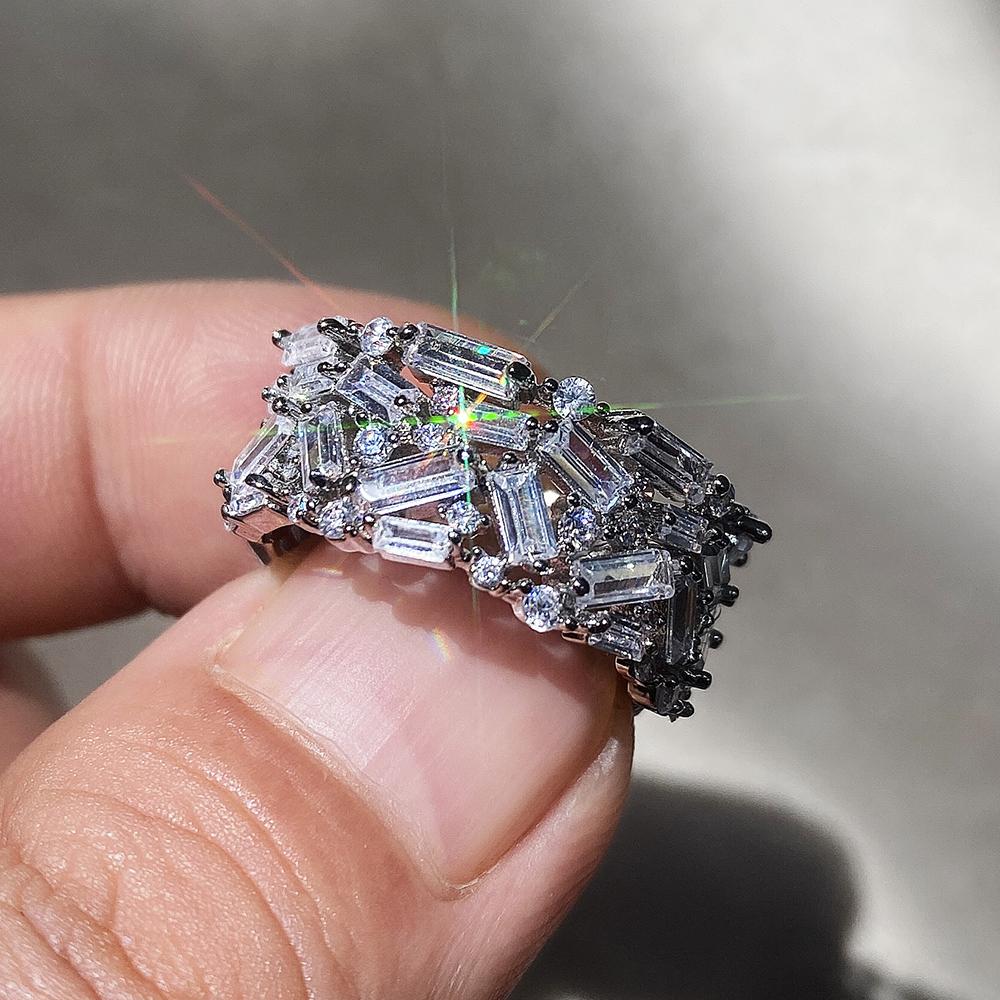 Новые роскошные женские кольца с геометрическим фианитом, стильные аксессуары для вечеринок для девочек, повседневное носимое ювелирное кольцо