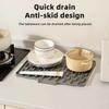 Silicone Slope Drain Mat for Drip-Free Drying Space-Saving Dish Drainer Heat-Resistant Pot Rack Non-Slip Mat for Kitchen Countertop