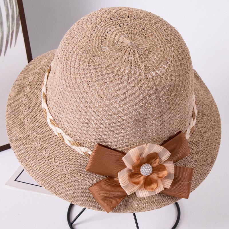 WTEMPO Элегантные цветочные банты, украшенные солнцезащитные шляпы, дышащие складные кепки с вырезом, модные весенне-летние универсальные повседневные пляжные рыболовные шляпы