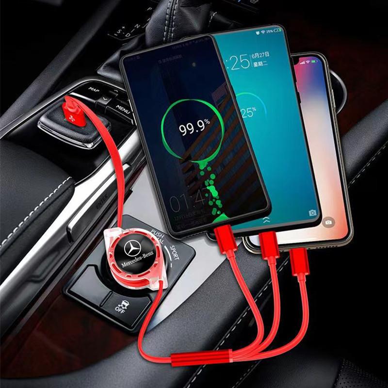 3 In 1 Micro USB Type C Charging Cable Multi Charger For Mercedes Benz B/C/E/S Class GLC GLK CLA GLA Interior Mouldings SSSJX-BZ b1