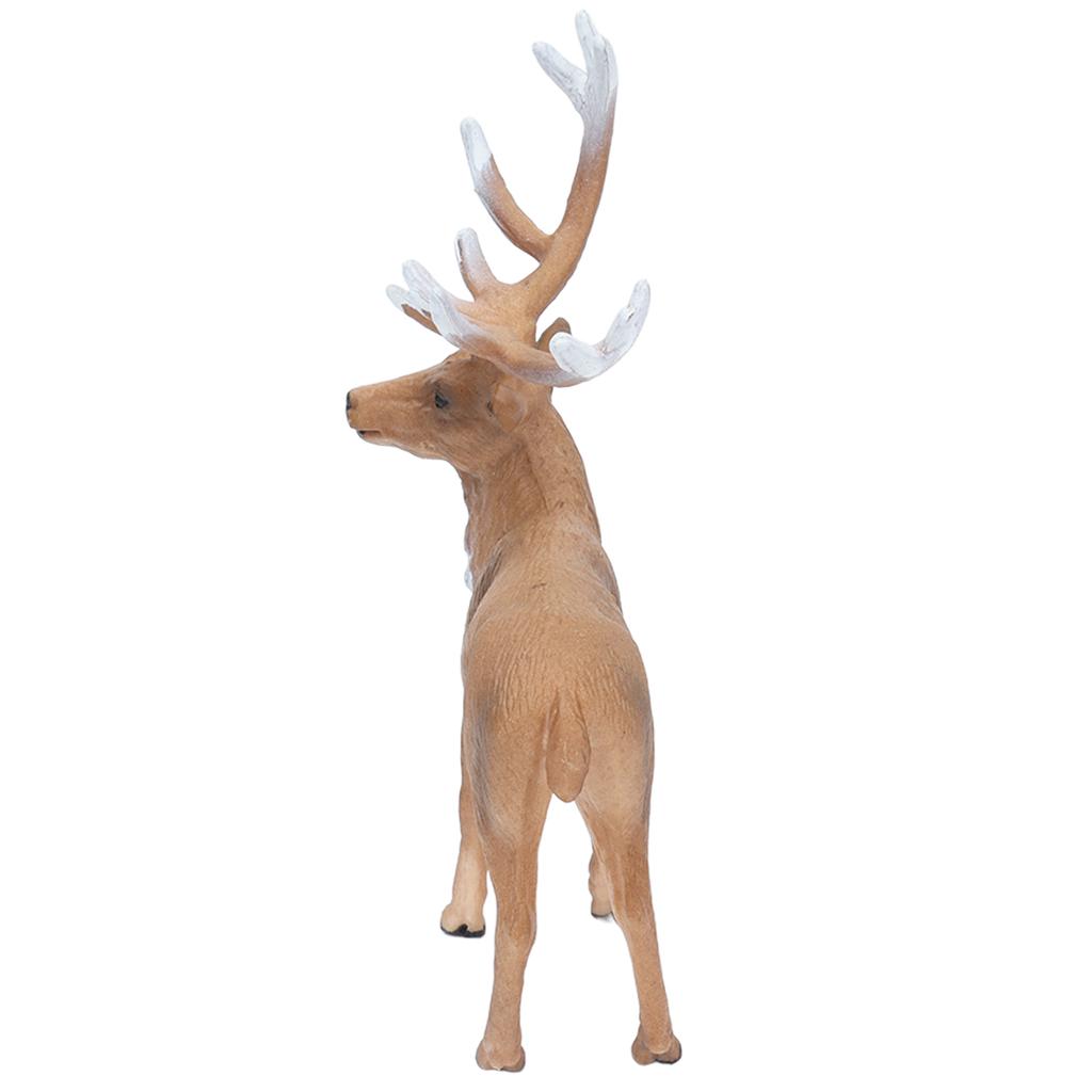 Wild Deer Statue Solid Static Natural Realistic Animal Model Male Red Deer for Cake Gift Christmas