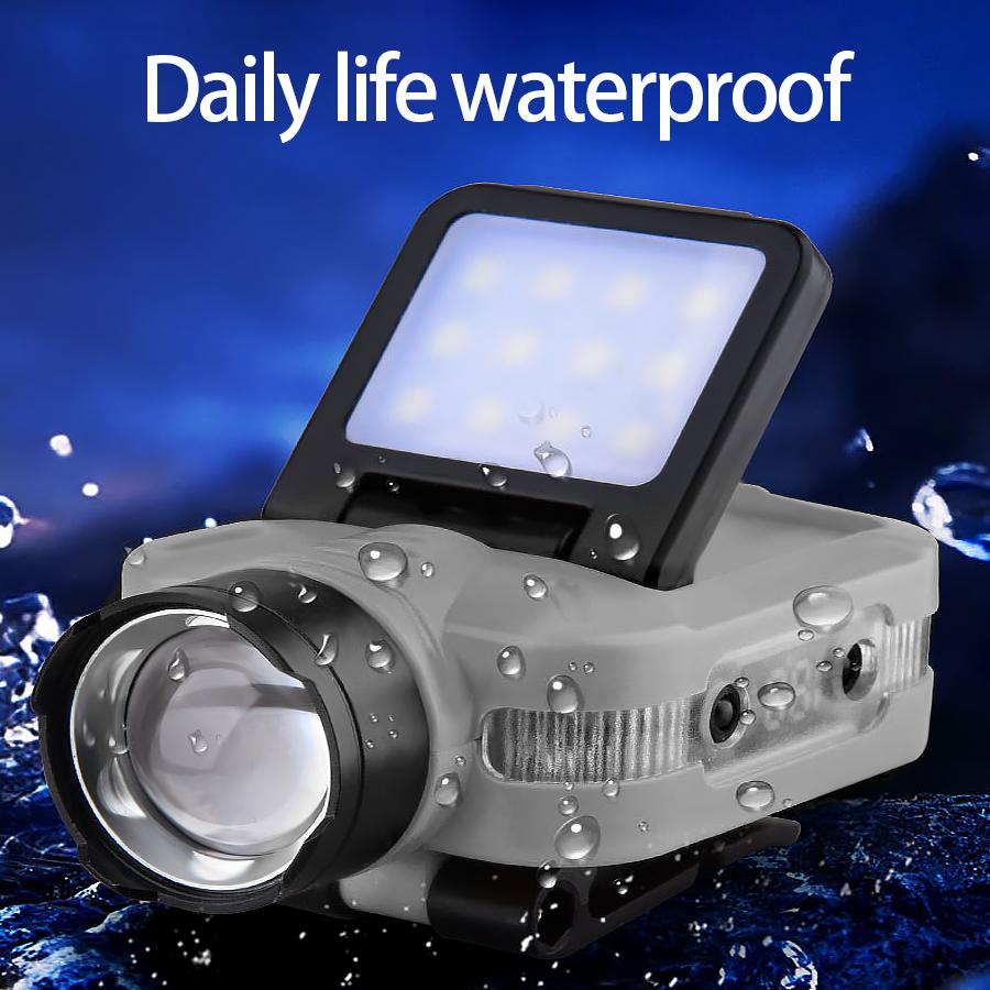 Mini Portable LED Induction Headlampt Built-in Battery Type-c Charging 5 Lighting Modes Ultra Bright Outdoor Hunting Flashlight