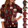 Women's Fashion Casual Long Sleeve Christmas Printed Round Neck Top Sweatshirt