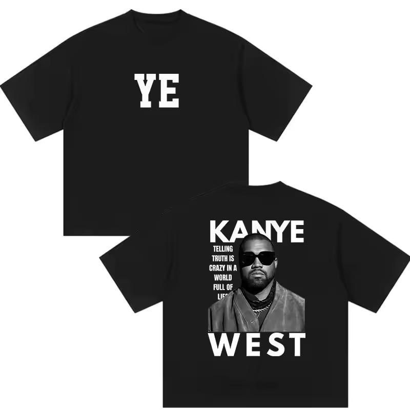 2026 Hot Sale Rapper Kanye West Ye Tour Concert Album Print Unisex Vintage Loose Pure Women And Men T shirt