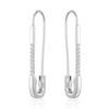 Silver Color Micro Inlay Zircon Pin Piercing Dangle Earrings for Women Modern Style Personality Party Jewelry