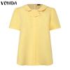 VONDA Женская повседневная свободная блузка с круглым вырезом и коротким рукавом