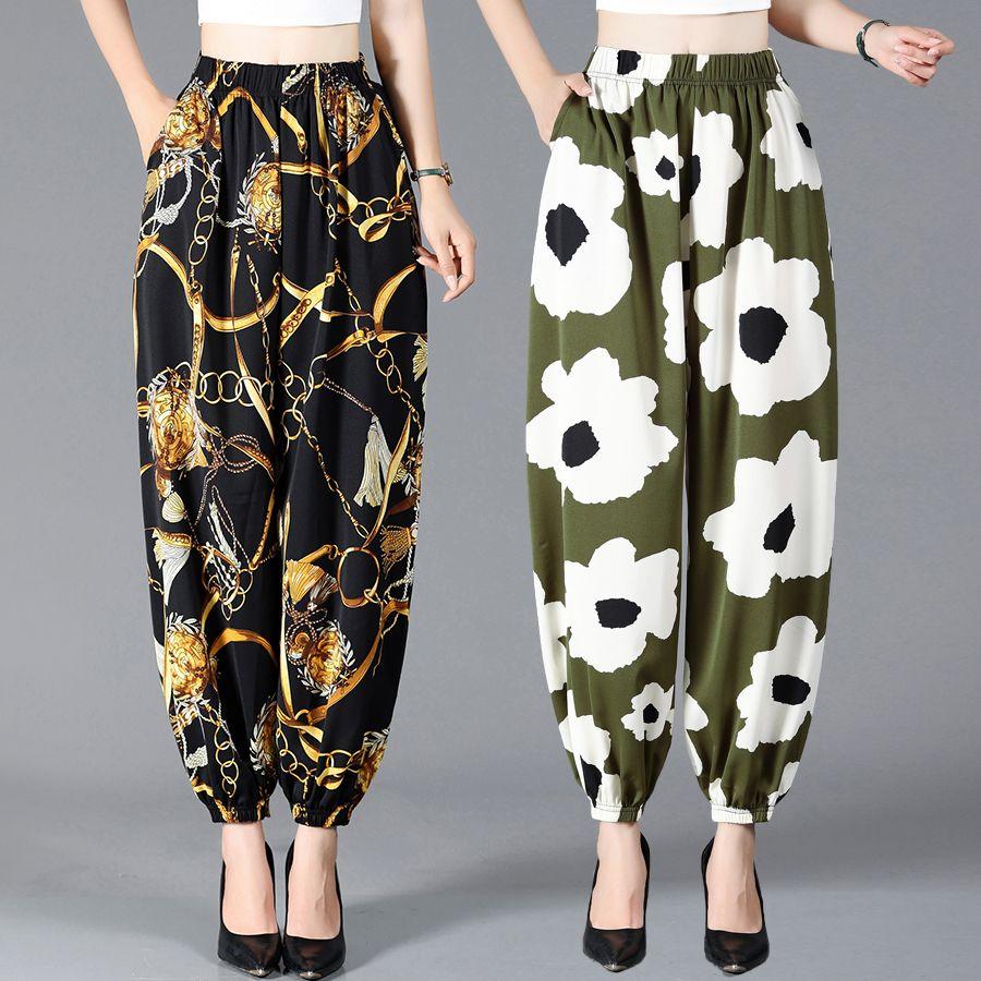 Летние брюки для пожилых и средних лет, тонкие быстросохнущие брюки-фонарики для мам, летние брюки для женщин