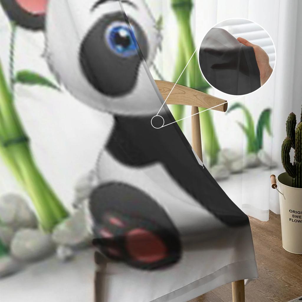 Детеныш панды, сидящий среди бамбуковых стеблей, прозрачные занавески из тюля для гостиной, спальни, кухни, вуаль, занавески из органзы