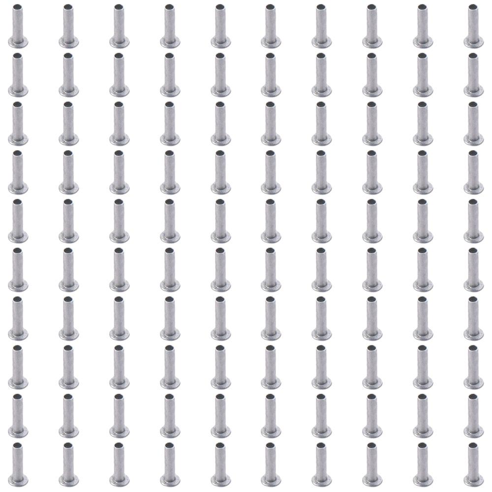 100 шт. M2 M2.5 M3 Полутрубчатые заклепки Серебристый тон Цилиндрический стержень Алюминий Плоская полукруглая головка
