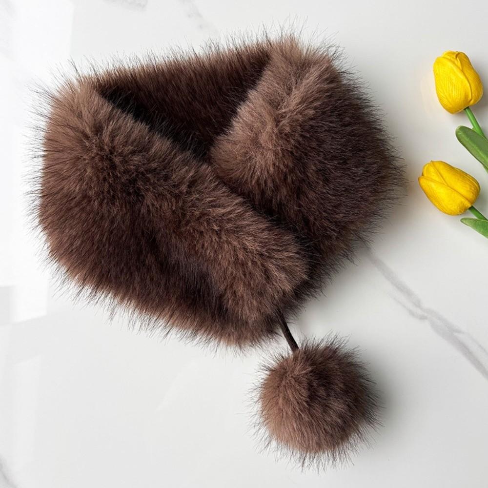 Double Sided Magnetic Fur Scarf Thick Plush Neck Warmer Fluffy Collar Wrap  Office Ladies