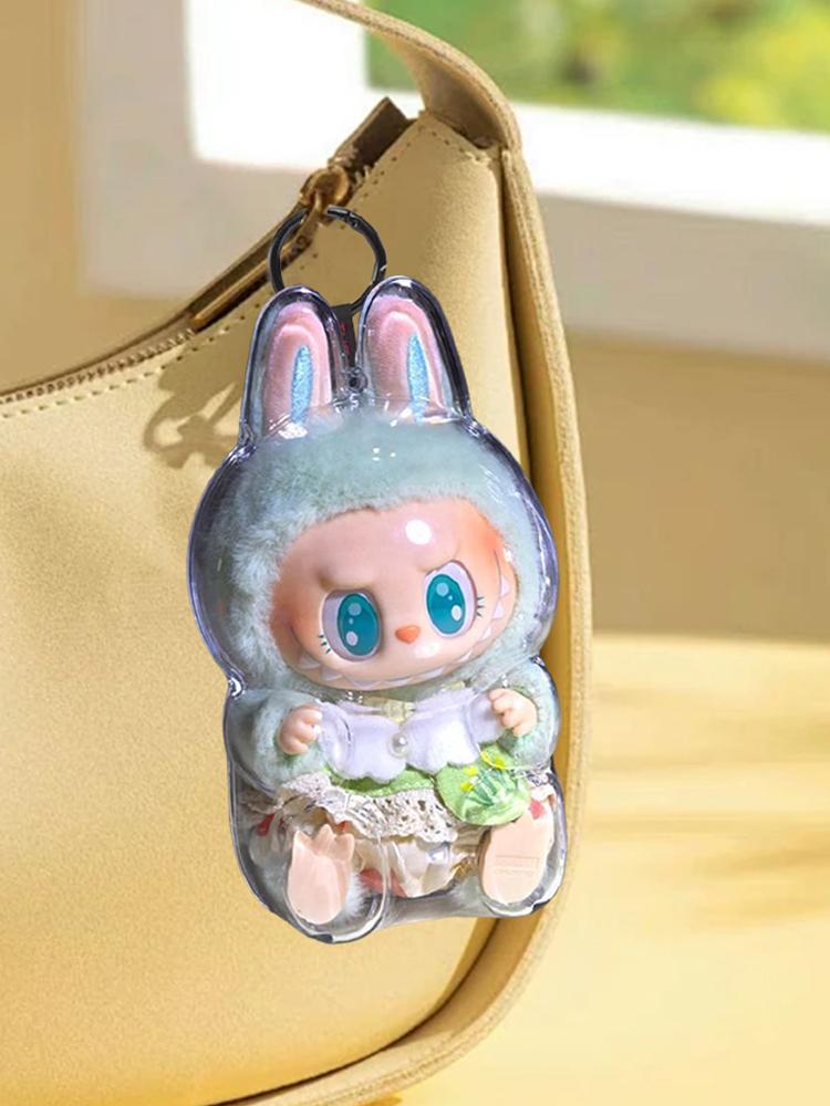 For Labubu Transparent Protective Cover Monster Toy Storage Case Cute Elf Plushie Display Cover for Sitting Party Dolls