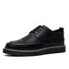 Fashion Brogues Men Casual Shoes Flat Thick Sole Male Footwear Black Genuine Leather Shoes