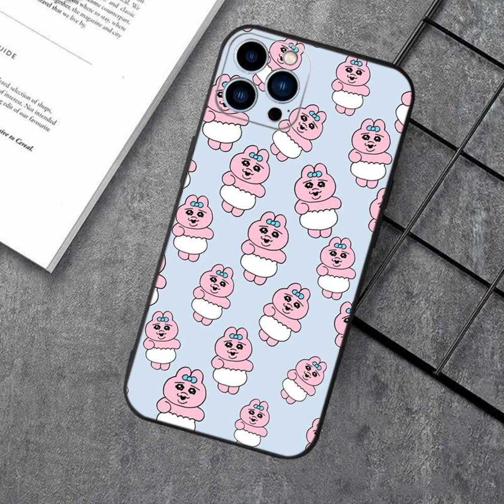 Милый Чехол для Телефона O-OpanchuS UsagiS Для iPhone 16,15,14,13,12,11,XS,XR,X,8,7,Pro,Max,Plus,mini Силиконовый Черный Чехол