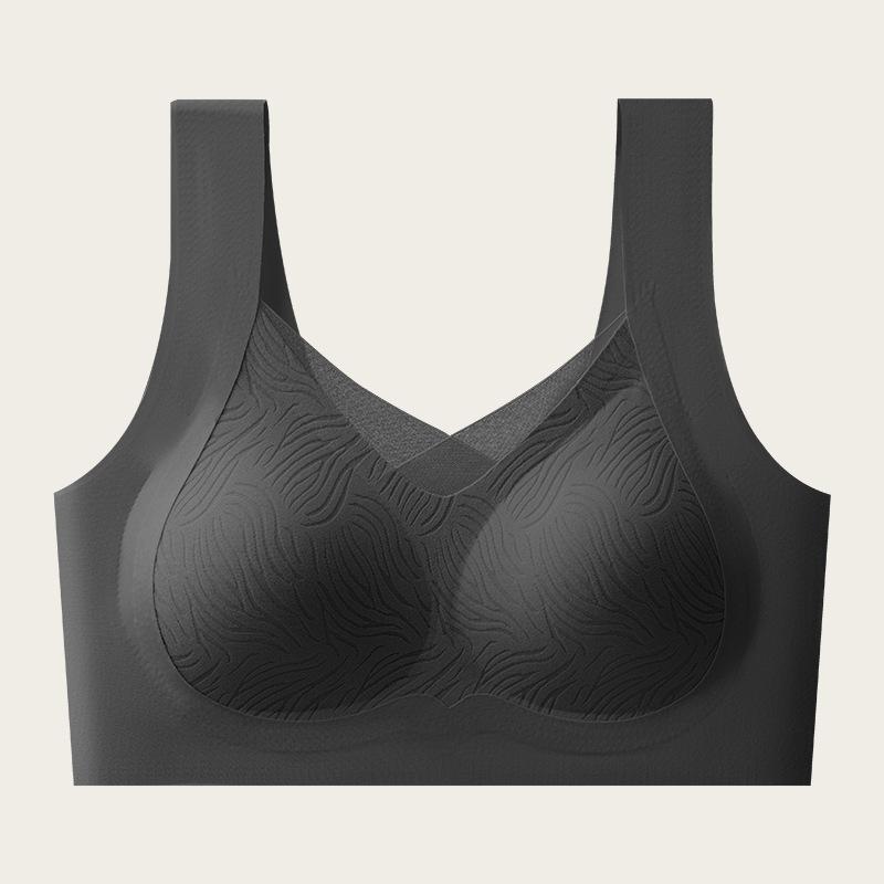 Double breast lift vest type non-marking underwear gathering anti-sagging fixed cup soft support large chest display small bra cover