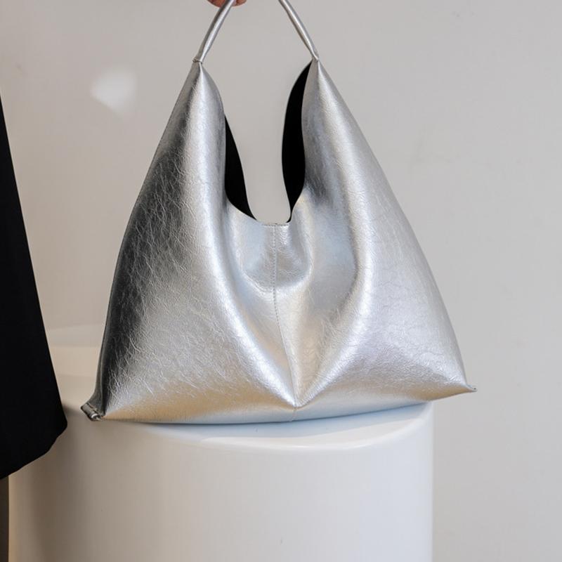 Большая вместительная серебряная брендовая сумка-хобо для женщин, роскошный дизайнерский кошелек из искусственной кожи, модная повседневная сумка-шоппер