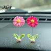 Interior Car Decor Spring Wobbly Flower Dashboard Ornament, Shaking Head Sunflower Decor, Cute for Rearview Mirror And Home Office