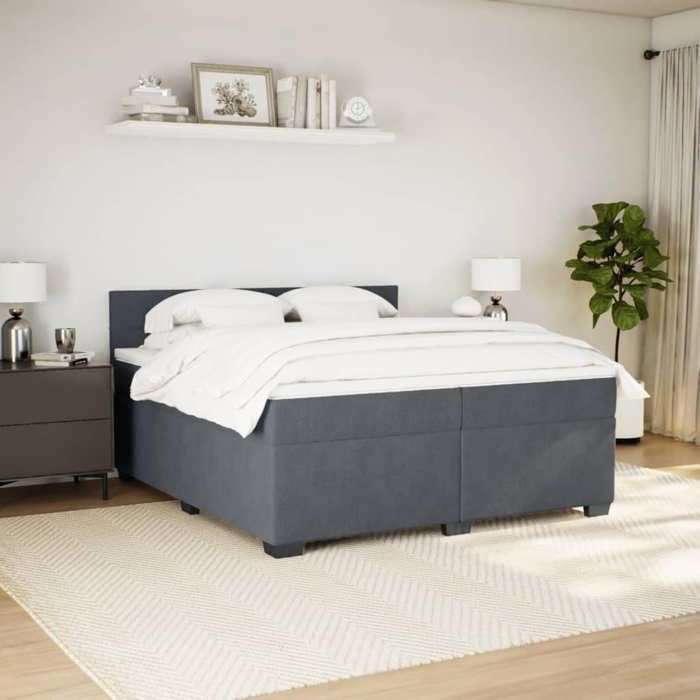 Maison Exclusive - Sommier à lattes de lit et matelas Gris foncé 200x200cm Velours