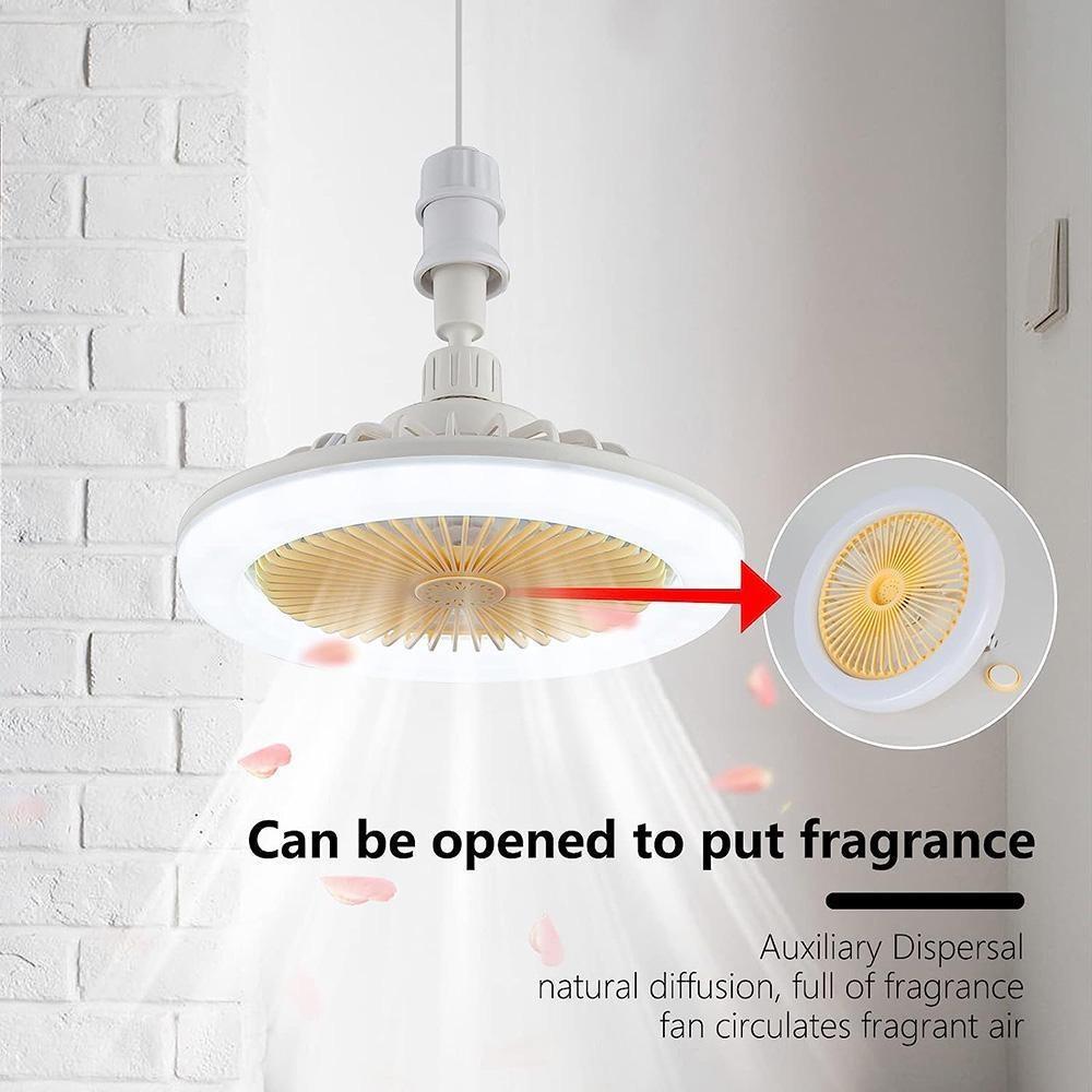 1 шт., интеллектуальный пульт дистанционного управления, светодиодный вентилятор, светильник E27, винт с регулируемой яркостью для спальни, ароматерапия, пластиковый маленький вентилятор, свет НЛО